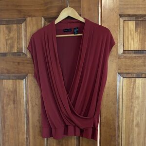New York & Company Deep Red Drape Blouse